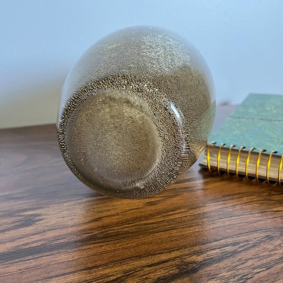 Murano Bubble Glass Vase Oval Shape Yellow Brown Color 10" Tall - Picture 13 of 14